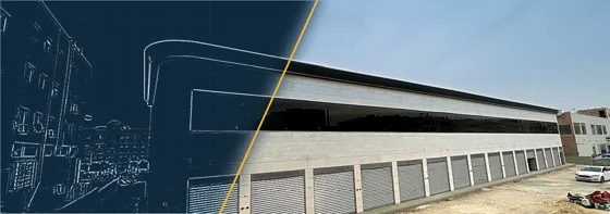 Commercial building, Al-Yasmeen, blueprint-to-building image